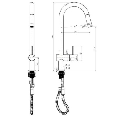 Grande Pull Out Spray Kitchen Mixer - Chrome